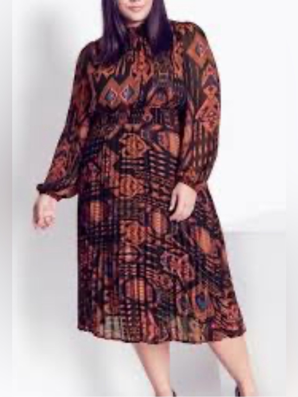 NWT Arna York Smock neck pleated Escapade midi dress, Size 14